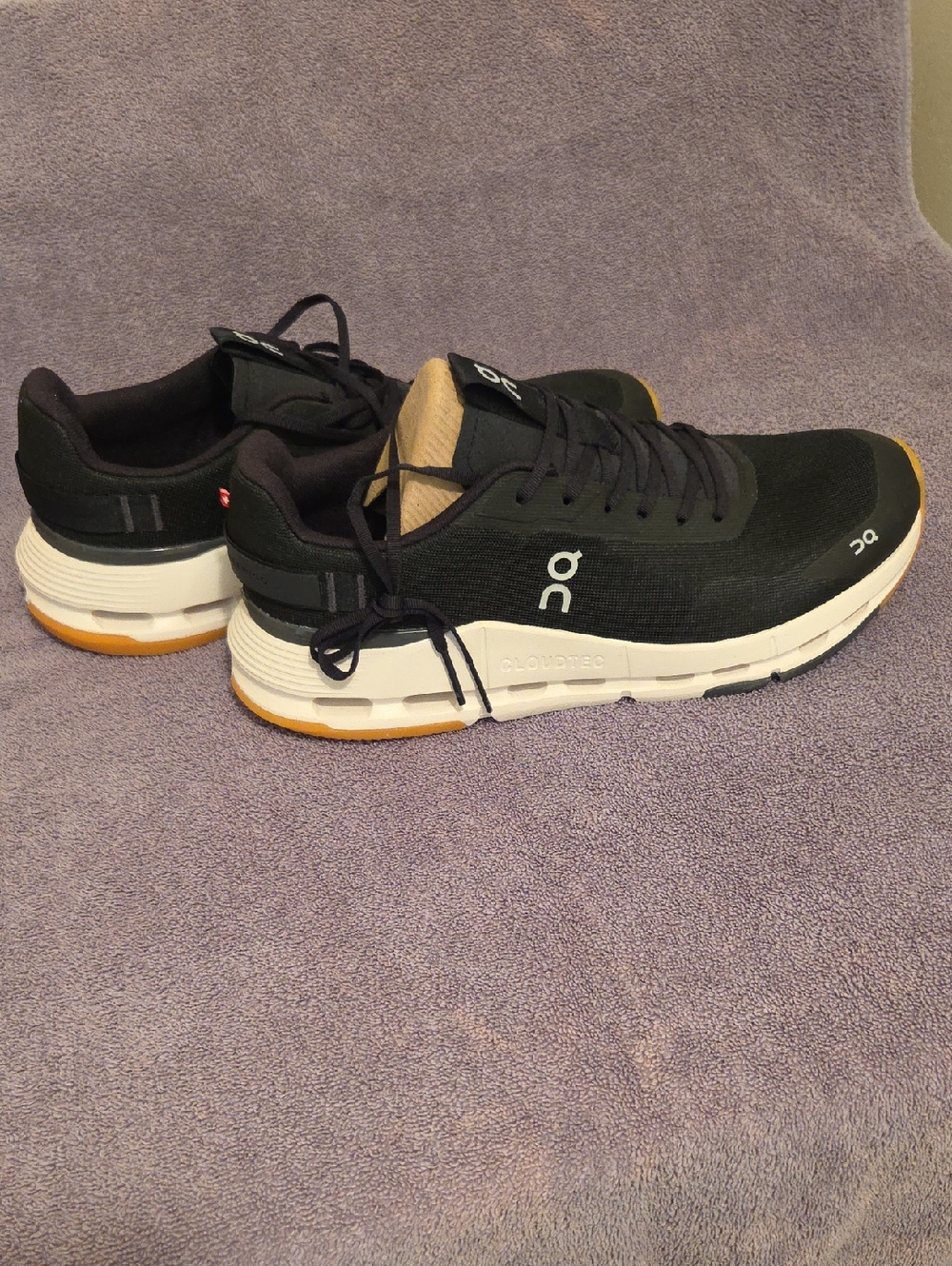 On Running Men’s Black Sneakers with White Midsole and Tan Outsole